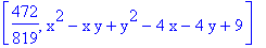 [472/819, x^2-x*y+y^2-4*x-4*y+9]